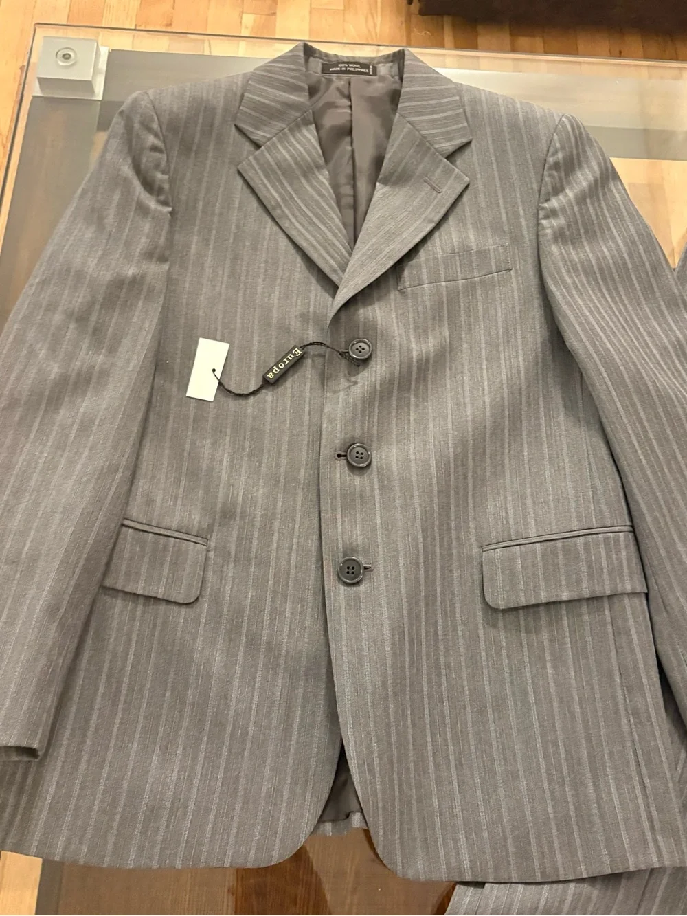 Europa Classic Gray Pinstripe Kids Matching Suit Set - Two-Piece size 14R